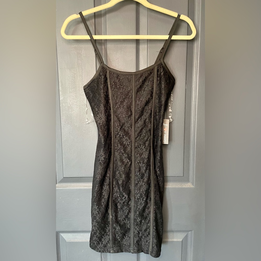 Lace mini black dress